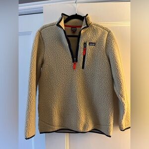 Patagonia Cream Fleece Jacket with Black Trim